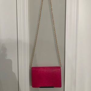 Fuscia faux snakeskin purse